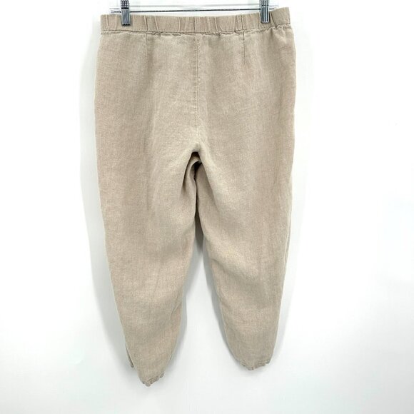J. JILL Women's Khaki Tan 100% Linen Stretch Straight Leg Office Pants Small - Picture 2 of 7